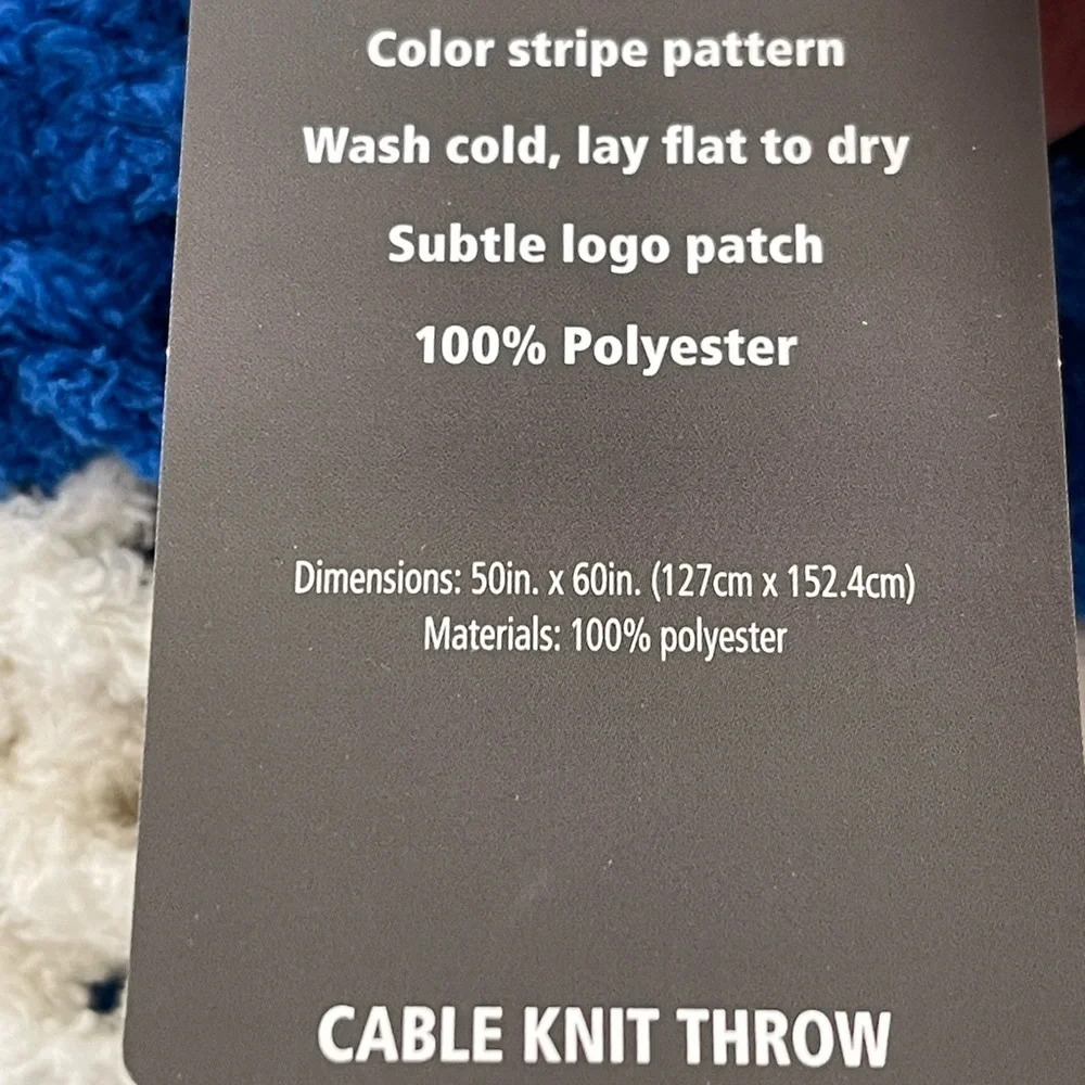 Indianapolis Colts Cable Knit Throw Blanket 50x60 Blue &White Striped NFL - NEW